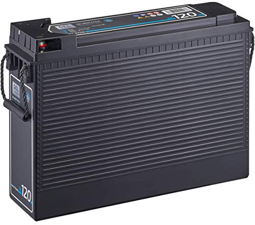 ECTIVE Gel Slim Batterie DC120-12V, 120Ah, zyklenfest, wartungsfrei, auslaufsicher - Deep Cycle VRLA Versorgungsbatterie, Solarbatterie, Bootsbatterie, Aufbaubatterie für Wohnwagen, Camper