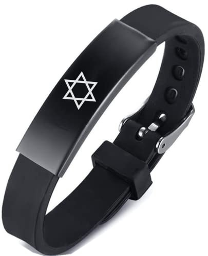 ForeverWill Pulsera de silicona con diseño de estrella de David, israelí, judío, informal, Mogen David, religioso, de seis puntos, amuleto de estrella, Acero inoxidable Silicona