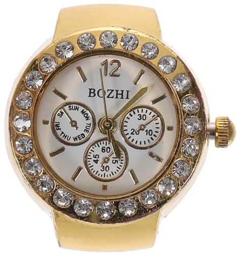 UKCOCO Fingeruhr- Strass- Ringuhr Kreative Elastische Runde Quarz- Fingerringuhren Ringuhr für Frauen Finger für Frauen ?nner Festivalgeschenk Ringuhren