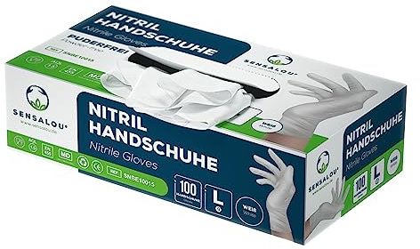 Sensalou Einweghandschuhe Nitril Untersuchungshandschuhe puderfrei latexfrei (Large - Gr. L (9), 100, stück)