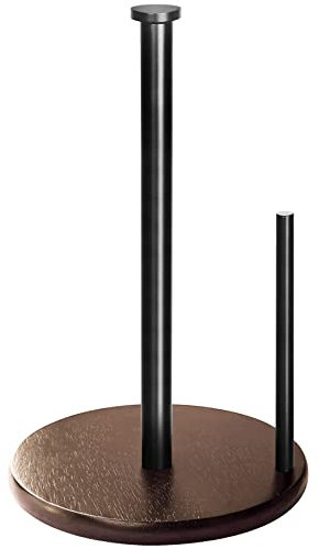 Wood Paper Towel Holder Countertop, OBODING, Farmhouse Kitchen Paper Towel Holders Stand with Real Wooden Base, fits Standard and Jumbo Size Paper Towels (Dark Brown)