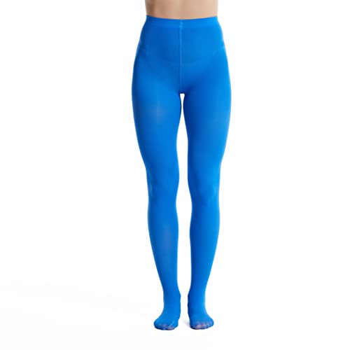 Frola 40D Strumpfhosen für Damen Balettstrumpfhose für Frauen Mädchen Undurchsichtige Reine Farbe mit Fuß Bunte Strümpfe(L-XL,Klassisch Blau)