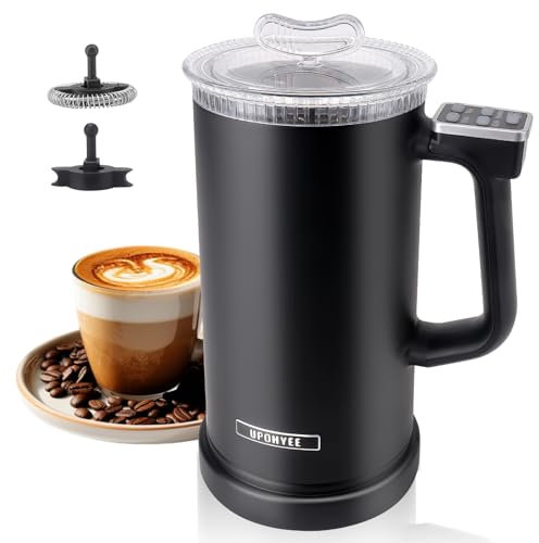 Mousseur à Lait 500W 350ML Mousseur à Lait électrique 4 in 1 Chauffe Lait avec Revêtement Anti-Adhésif Automatique Mousse à Chaud Froid pour Cappuccino Macchiato Latte Chocolat