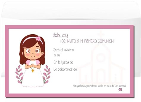 Tarjeta de invitacion Comunion, Lote de invitaciones de comunion, invitacion para comuniones niño, invitacion comunion niña (Tarjetas Invitación Comunión NIÑA)