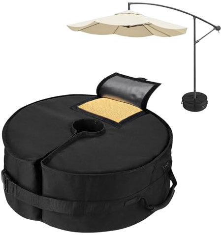 PRITOK Sac de Poids de Base pour Parasol: 46 cm Pied Parasol Lourd, Pied de Parasol Rond pour Balcon, Tonnelle, Tous Types de Parasols Peut Contenir jusqu'à 40 kg de Sable, Remplissable, Coupe-Vent