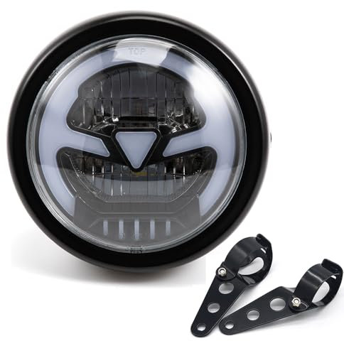 Faro moto 6.41inch LED faro anteriore per cafe racer bobber chopper faro con DRL (Luce gialla DRL)