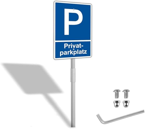 Yuntarda PrivatParkplatz Schild mit Pfosten,Parken verboten Schild 30 x 20 cm aus dauerhaft Alu mit UV-Schutz Wetterfest