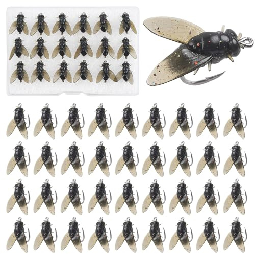 Bionic Fly Fishing Lures Bait,18pcs Fly Fishing Flies Kit Trout Jig Swimbaits Soft Bait Dry/Wet Flies Artificial Lures Assortment Attractant for Bass Panfish Saltwater Freshwater (Black)