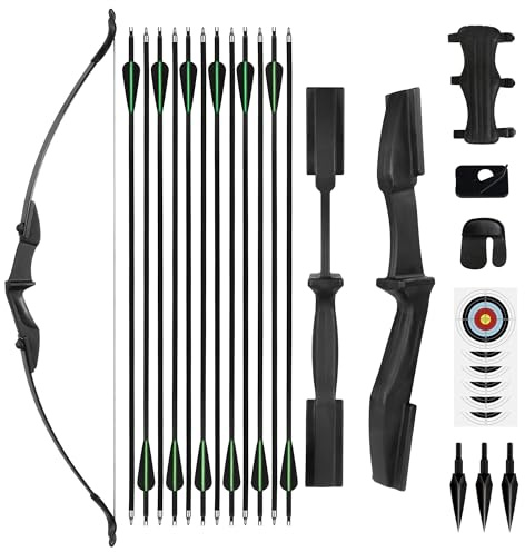 NorthSpoor 20lbs Recurve Bow and Arrows Set, Archery Takedown Ambidextrous Recurve Bows for Adults/Youth/Beginners Target Practicing