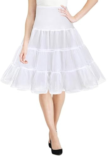 Hykiee Women 50's Petticoats for Under Dress, Retro Vintage Swing Crinoline Rockabilly Petticoat Underskirt, A-line Half Slips Tutu Under Skirt for Puffy Wedding Dress Cosplay Halloween Costume