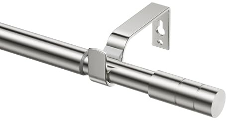 Tringles à rideaux extensibles 72-280 cm, diamètre 19 mm, en nickel brossé pour rideaux à œillets, barre de rideau en métal avec embouts cylindriques, tringle à rideaux réglable pour fenêtres, salon