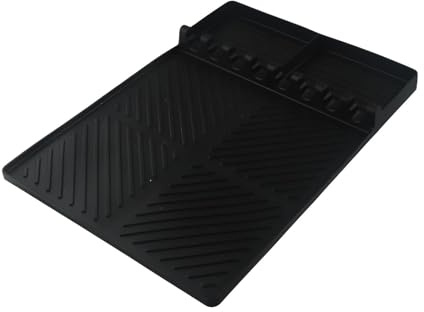 FUANA Tapis de cuisson en silicone pour barbecue extérieur, résistant à la chaleur avec 8 emplacements, tapis de protection anti-goutte pour spatule et accessoires de barbecue, noir et noir 295 x 405