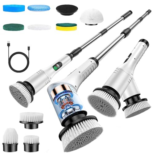 BioAura Cepillo Limpieza Electrico para Hogar, Baño, Suelos con 9 Cepillo