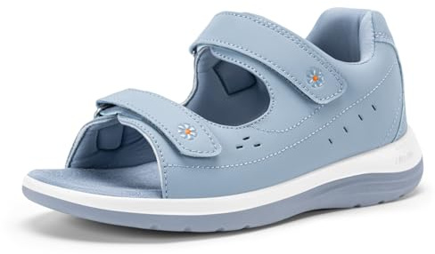 FitVille Women's Wide Fit Open Toe Diabetic Sandals with Adjustable Strap, Comfortable Slippers for Swollen Feet, Breathable Lightweight Walking Shoes with Arch Support