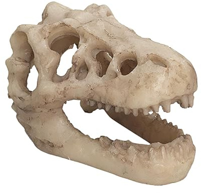 Generico Decorazione teschio per acquario - Dinosauro T Rex, ornamento per nascondiglio per rettili, decorazione per rifugio per habitat, accessorio per grotta per acquario | Lucertola Pesce Usa l