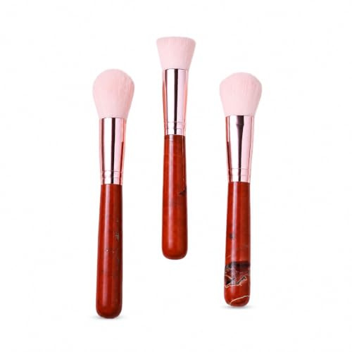 JWQFBC Portable Makeup Brush Set with Stone Handles for Daily Application & Travel, Includes Foundation, Rouge, Powder, and Concealer Brushes