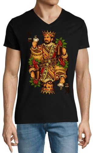 Regal King firar kaffe kultur herr bomull v-ringad t-shirt svart