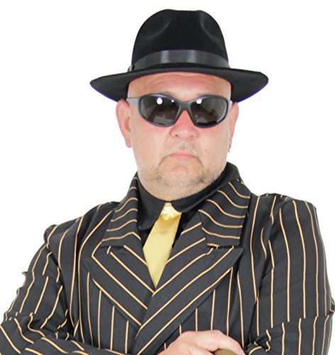 schwarzer 20er Jahre Gangster Hut für Erwachsene - Mafia Herren Fedora Damen Hüte Karneval Fasching