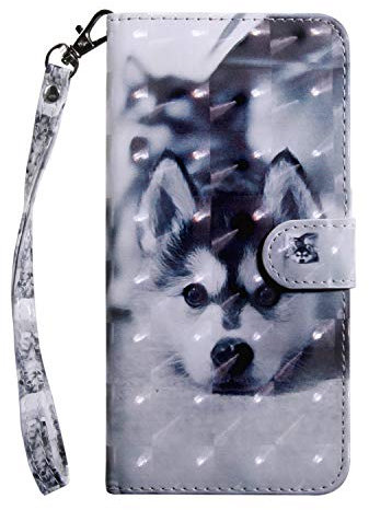 YOUKARSHERN Wiko Lenny 5 Hülle PU Leder Flip Case Wallet Magnetverschluss Handyhülle Seitlich Klappbares Ledertasche Interner Hülle silikon,Schutzhülle Etui Tasche mit Brieftasche/Kartenfach(Husky)