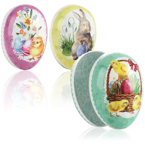 com-four® 3X Oeufs de Pâques à remplir - Oeufs pour Pâques - Oeufs de Pâques avec de Jolis Motifs de Pâques - Décoration de Pâques [la sélection varie]