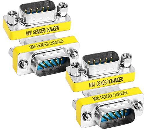 MEIRIYFA DB9 Gender Changer D-SUB 9 Pin RS-232 Connector Serial Port Cable Coupler Adapter for Serial Applications-4Pcs (Male to Male)