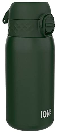 Ion8 Borraccia Inox Leggero per Bambini, 400ml, Non Isolato, a Prova di Perdite, Facile da Aprire, Serratura Sicura, Lavabile in Lavastoviglie, Facile Pulizia, Durevole e Antigraffio, Verde Scuro