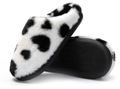 JOMIX Zapatillas Casa Mujer Invierno con Peluche Comodas Pantuflas Mujer Cerradas Zapatillas Mujer Casa con Estampado de Corazón