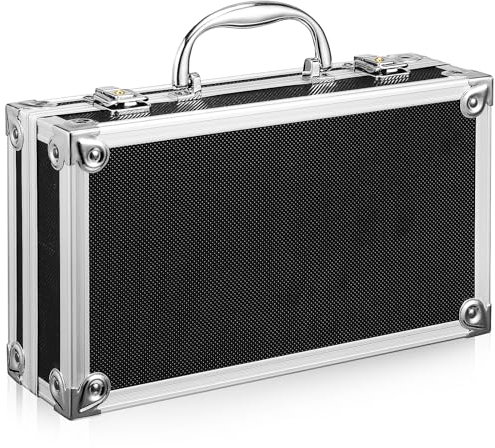SUPVOX Caja De Herramientas De Aluminio Con Cerradura, MaletíN De Aluminio Negro Para Almacenamiento Y OrganizacióN, 29 * 16 * 7cm