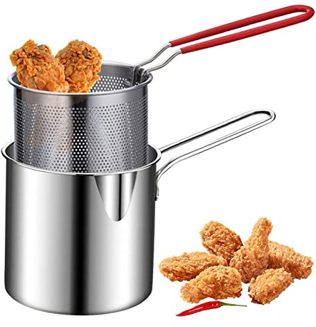 freidora | Pequeña freidora económica de Estilo japonés - Olla para freír Muslos de Pollo, Pescado seco, Papas Fritas, chuletas de Pollo, etc. Povanjer