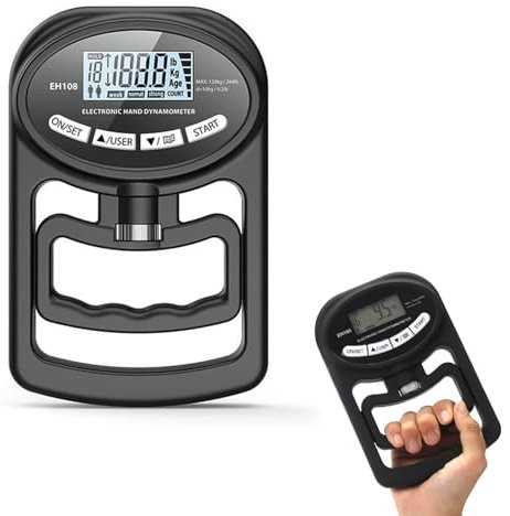 Medidor digital de mano de 264 lb/120 kg, dinamómetro de mano, manómetro, dinamómetro digital, medidor de fuerza de mano, dinamómetro digital (negro 120 kg)