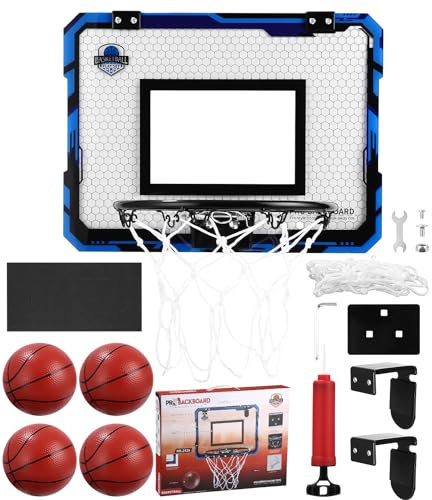 Mini Canasta Baloncesto Interior,Canasta Baloncesto Infantil,Juguete Niño 5 6 8 10 años, Plegable para guardarlo fácilmente, Aro de Interior montado en la Pared, Juegos de Juguetes para niños（Azul）