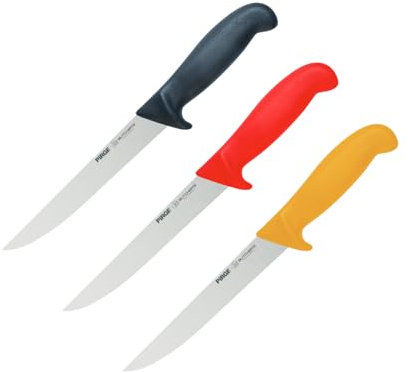 Pirge Butcher's Made in Germany Profi Ausbeinmesser Set 15 cm Gerade Klinge - Metzgermesser - Fleischermesser - Stechmesser - Harter Edelstahl Schlachtermesser - Ergonomisches Griffdesign