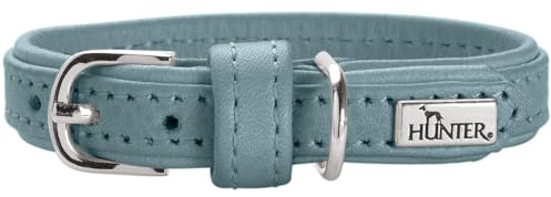 Hunter Hundehalsband SOHO MINI, Farbe: hellblau, Rindsleder, weich & geschmeidig, fellschonend, leicht, für kleine Hunde & Welpen, Made in Germany, Größe: 21