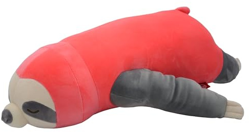 UNUS Cuscino per dormire sul fianco Cuscino per l'allattamento Cuscino di sostegno con motivo bradipo per bambini Decorazione estremamente morbida 50 cm Rosa