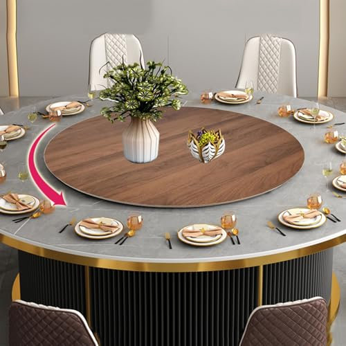 Großer Drehteller 70/80/90cm Holz Esstisch Plattenspieler, 360 °Drehbare Platte Serviertablett, Drehbar Plattenteller, Mit Silent Base, Küche Tische Drehscheibe, Küchen-Drehteller(C,60cm-24in)