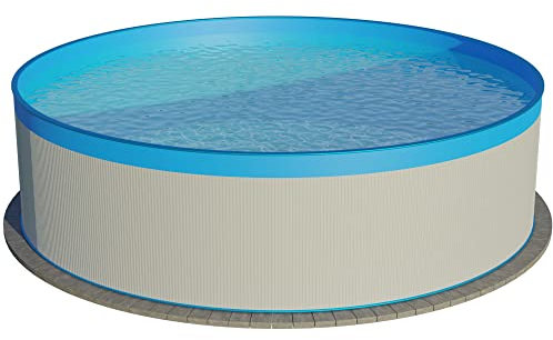 Planet Pool Stahlwandpool rund 550x120 cm, Stahl 0,4 mm weiß, Folie 0,3 mm blau, Overlap