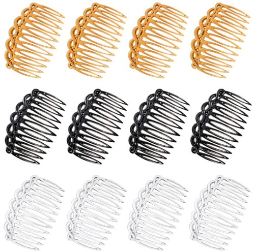 12 Stück Haarkamm zum Stecken, Haarkämme für Frauen Zubehör Kunststoff Steckkamm Haare French Hair Comb Haar Seitenkämme Französisch Twist Kamm Haarspange Zähne Haarspange Kämme