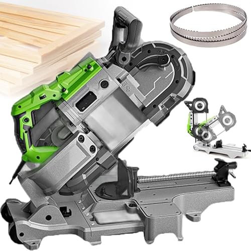 Sega per Il Taglio Dei Metalli 1100W Con 5 Lame E Base in Alluminio Rimovibile - Sega a Nastro Da Banco per Impieghi Gravosi, Regolabile a 6 Velocità - Taglio Smussato 0 a 45°