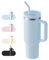 LEIKEEGO Travel Mug Coffee Cup, 1200ml/40oz Tumbler with Straw and Lid, Stainless Steel Double Wall Vacuum Insulated Coffee Cup with Handle-Keeps Cold for 24H-Hot for 12H(Blue)