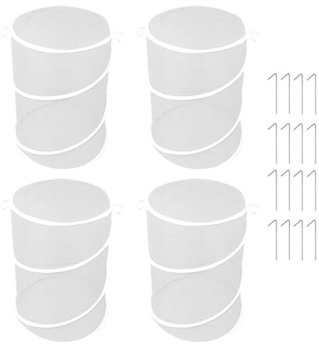 Jaula plegable con invernadero 50x33 cm para cultivos de ventilación controlada con barrera anti-intrusión de fresas y tomates Pop-up Protector para plantas, 4 unidades de malla protectora para jardín