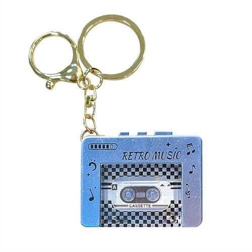 Mini magnétophone portable, lecteur de cassettes miniatures en plastique rétro avec musique, accessoire amusant à suspendre, enregistreurs de musique vintage, cadeaux créatifs