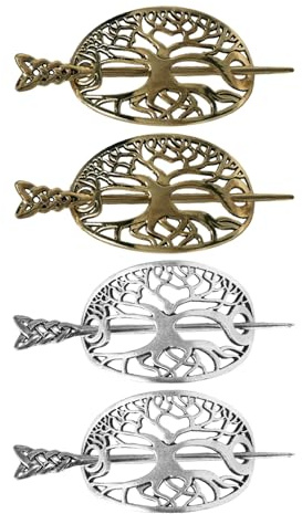 4 Piezas De Horquilla De Árbol De La Vida, Accesorios Para El Cabello De Plantas Retro, Accesorios De Bufanda De Metal, Horquilla De Compras Y Viajes, Horquilla Rota Para El Hogar.
