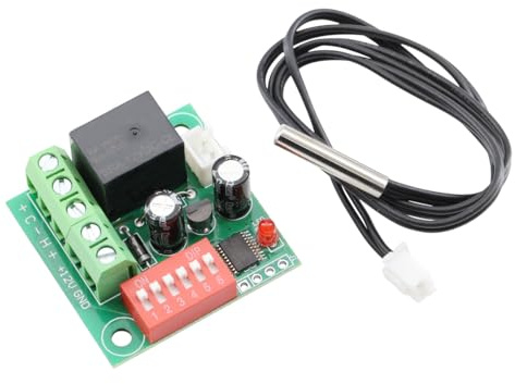DEWOTHV W1701 DC Temperaturregler Schalter 12V Hochpräziser digitaler Thermostat Einstellbarer Thermostat Temperaturschalter Heizungs und Kühlungsregelung