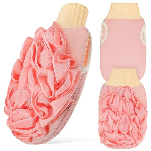 CLISPEED Guanto Esfoliante Bifacciale da Bagno 3 Pezzi in Materiale Vegetale Scrub Profondo per Corpo e le Mani Spugna Esfoliante Morbida Adatta a Uomo e Donna per Pulizia Pelle Morta in