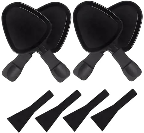 Sartén para raclette de 4 piezas, sartén para queso raclette de metal con espátula de nailon, parrilla triangular de repuesto para queso, postre, parrilla de mesa auxiliar