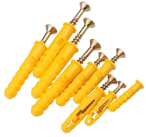 pluggar 10 mm M6M8M10 expansionsväggankare, pluggar, fästelement, nylon, självgängande, korsslitsskruv, ribbad, gul, gips (M8 x 120 mm (20 set))