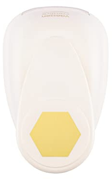Vaessen Creative Perforadora de papel para manualidades, hexagonal, 4,4 x 5,1 cm, cortador circular para manualidades y tarjetas, blanco/rosa, 2 pulgadas