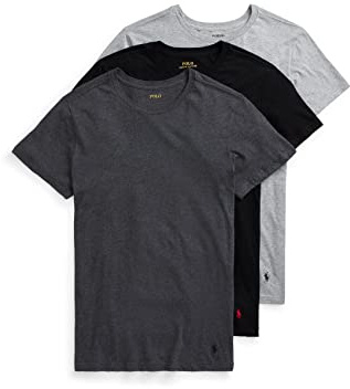 POLO RALPH LAUREN Classic Fit Undershirt w/Wicking 3-Pack Crews Andover Heather/Madison Heather/Black SM