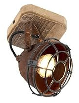 Qazqa - Industrial Spotlight Ceiling Rust Brown with Wood tiltable - Gina- - Industrial - Suitable for LED GU10 | 1 Way Light - Steel Surface-Mounted spotway Light - Suitable for Kitchen I Bedroom I