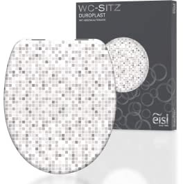 EISL GRAU WC Sitz MOSAIK, Duroplast Toilettendeckel mit Absenkautomatik, maximale Belastung vom Toilettensitz 150 kg ED82118